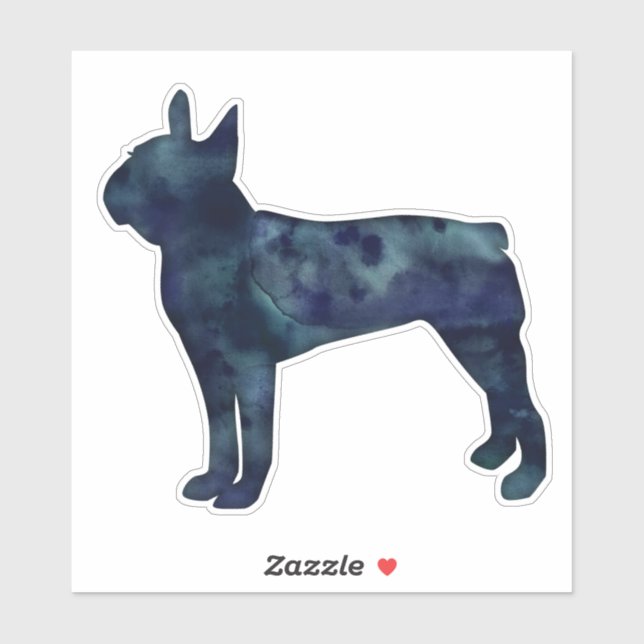Boston Terrier Black Watercolor Silhouette (Sheet)