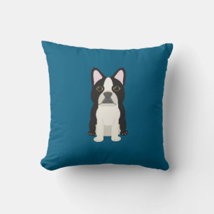 Boston Terrier blue Cushion