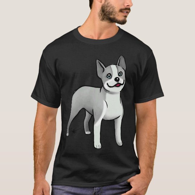 Boston Terrier  Blue T-Shirt (Front)