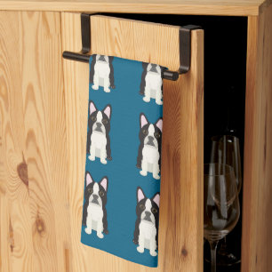 Boston Terrier blue Tea Towel