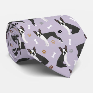 Boston Terrier Bones and Paws  Neck Tie