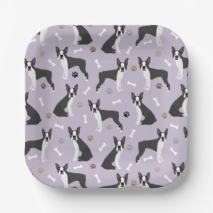 Boston Terrier Bones and Paws Paper Plates