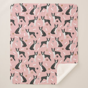 Boston Terrier Bones and Paws Sherpa Blanket