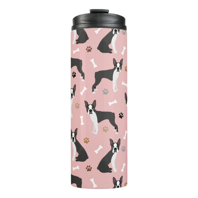 Boston Terrier Bones and Paws Thermal Tumbler (Front)