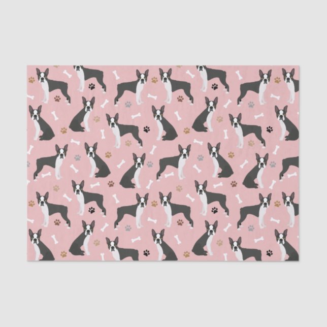 Boston Terrier Bones and Paws Tissue Paper (Front)