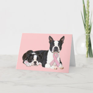 Boston Terrier Breast Cancer Greeting Card
