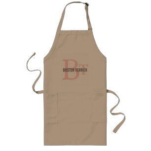 Boston Terrier Breed Monogram Design Long Apron