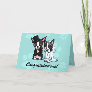 Boston Terrier Bride and Groom card