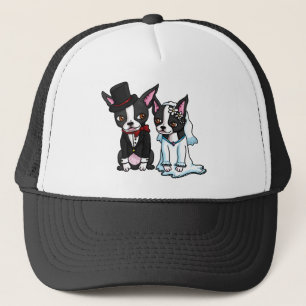 Boston Terrier Bride and Groom Trucker Hat