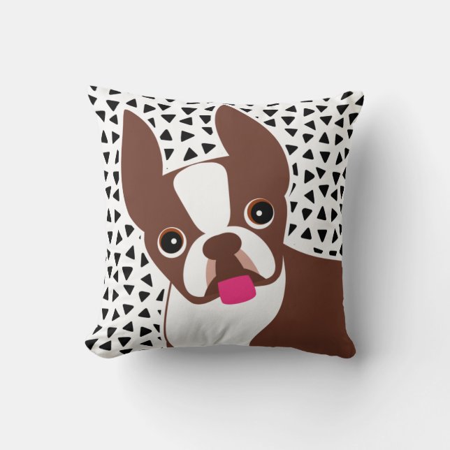 Boston Terrier Brown or Red Coated Dog Cushion (Front)