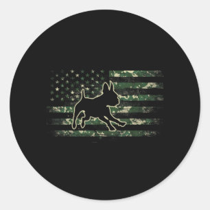 Boston Terrier Camouflage American Flag USA Bostie Classic Round Sticker