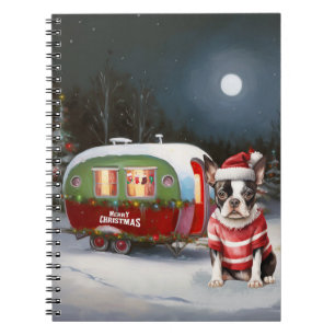 Boston Terrier Caravan Christmas Adventure  Notebook