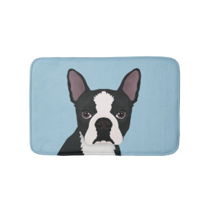 boston terrier cartoon bath mat