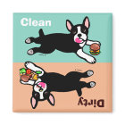 Boston Terrier Cartoon Dirty / Clean