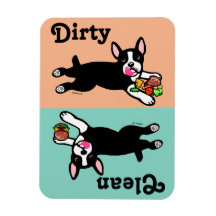 Boston Terrier Cartoon Dirty / Clean