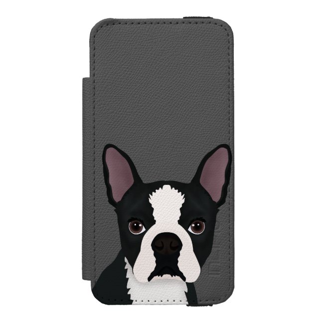 boston terrier cartoon incipio iPhone wallet case (Folio Front)
