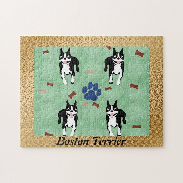 Boston Terrier Cartoon Jigsaw Puzzle (Horizontal)