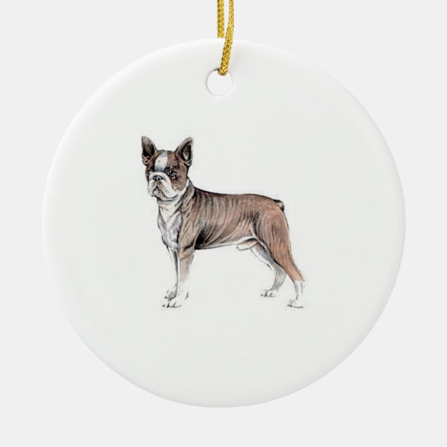 Boston Terrier Ceramic Ornament (Front)
