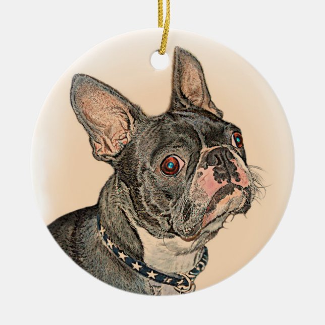 Boston Terrier Ceramic Ornament (Front)