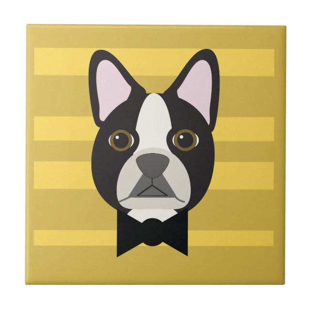 Boston Terrier Ceramic Tile (Front)