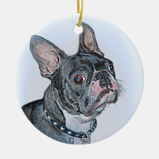 Boston Terrier Ceramic Tree Decoration