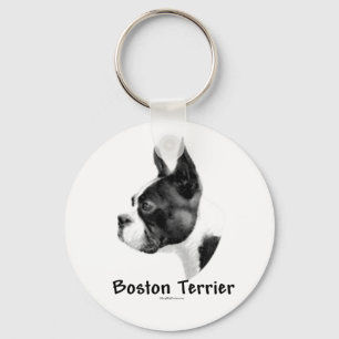 Boston Terrier Charcoal Keychain