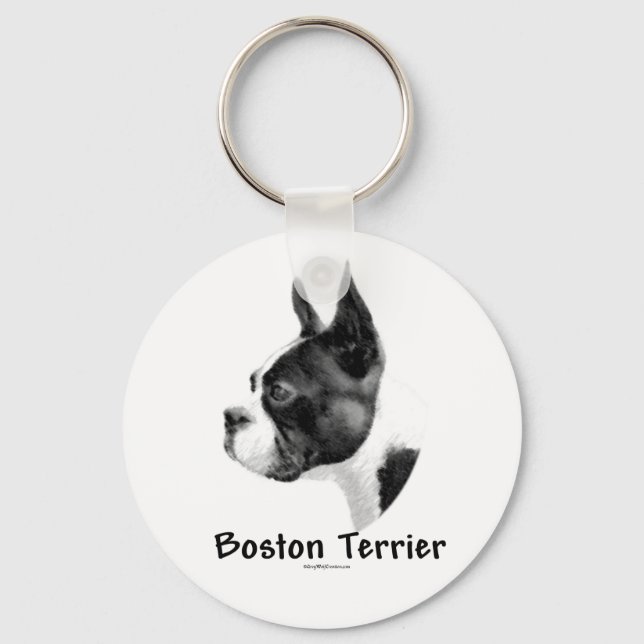 Boston Terrier Charcoal Keychain (Front)
