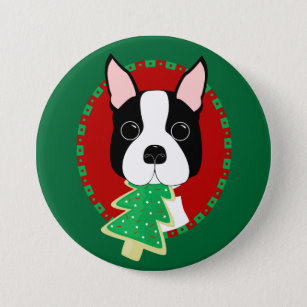 Boston Terrier Christmas 7.5 Cm Round Badge
