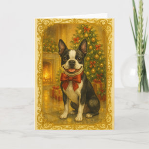 Boston Terrier Christmas Card