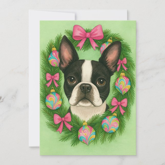 Boston Terrier Christmas Card (Front)