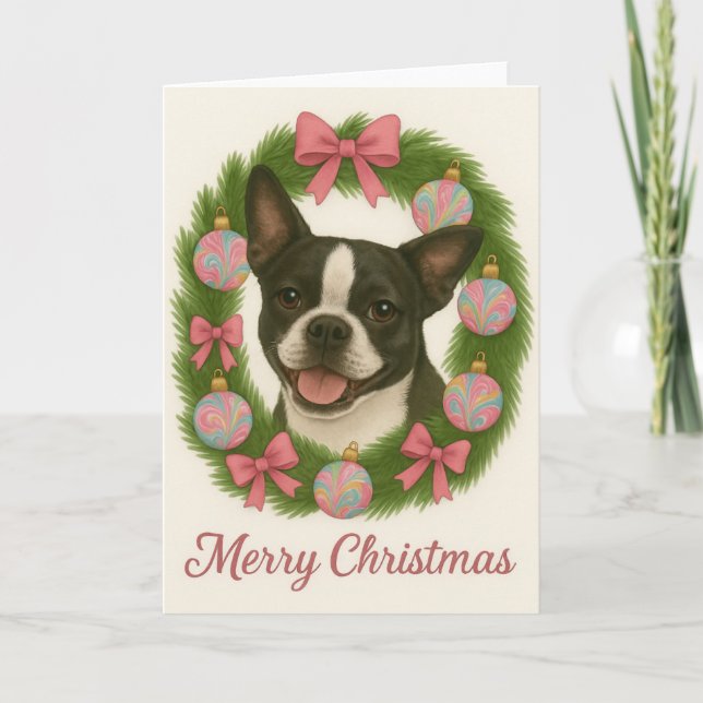 Boston Terrier Christmas Card (Front)