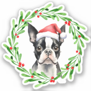 Boston Terrier Christmas Dog Puppy Vinyl