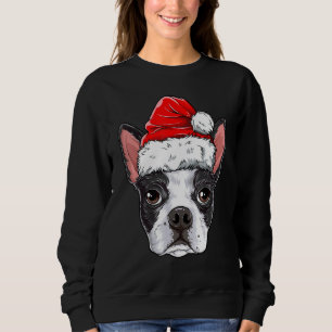 Boston Terrier Christmas Dog Santa Hat Xmas Boys K Sweatshirt