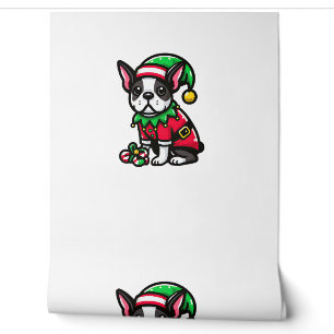 Boston Terrier Christmas Elf Funny Dog Xmas  Wallpaper