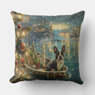 Boston Terrier Christmas Festive Voyage Cushion