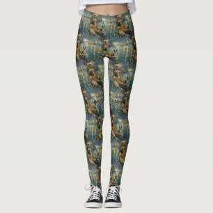 Boston Terrier Christmas Festive Voyage Leggings