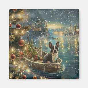Boston Terrier Christmas Festive Voyage Magnet