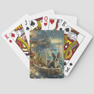 Boston Terrier Christmas Festive Voyage Playing Cards