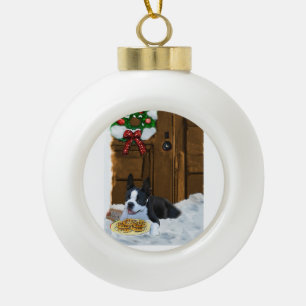 Boston Terrier Christmas Gifts Ceramic Ball Christmas Ornament