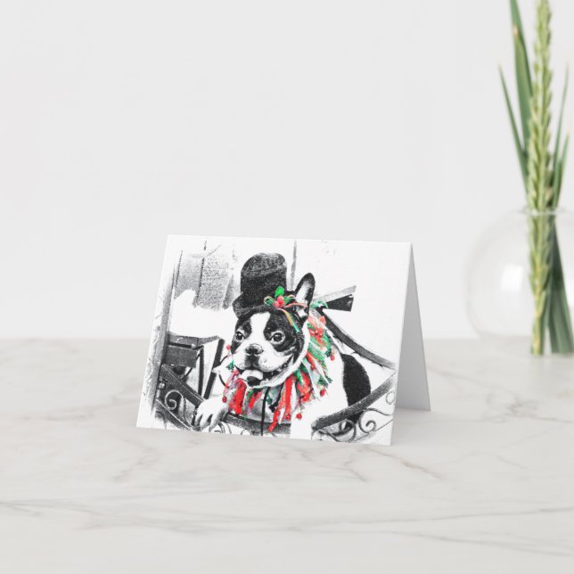 BOSTON TERRIER CHRISTMAS HOLIDAY CARD (Front)