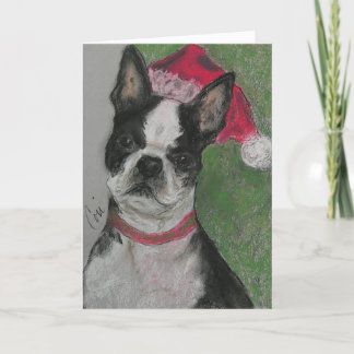Boston Terrier Christmas Holiday Greeting Card