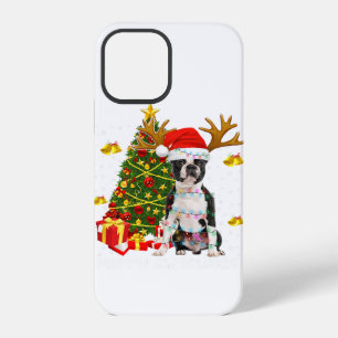 Boston Terrier Christmas Lights Tree Santa Xmas Pa iPhone 12 Pro Case