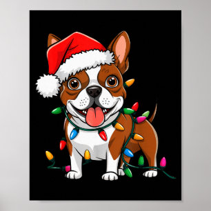 Boston Terrier Christmas Lights Xmas Dogs Men Wome Poster