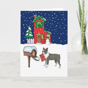 Boston Terrier Christmas Mail Holiday Card