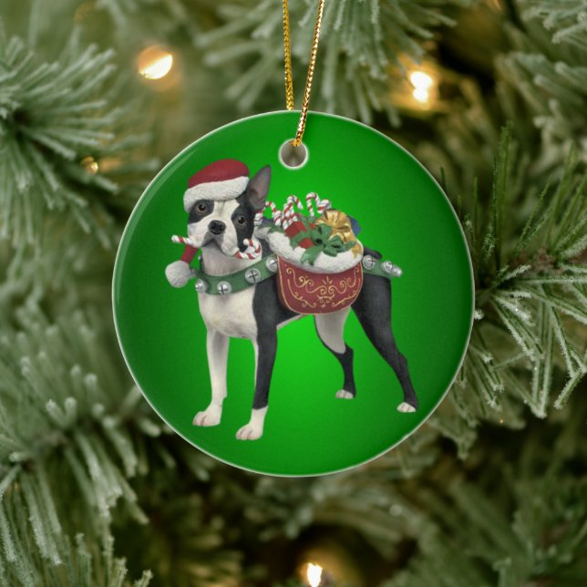 Boston Terrier Christmas Ornament (Tree)