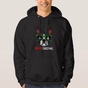 Boston Terrier Christmas Pajama Dog Sunglasses X M Hoodie