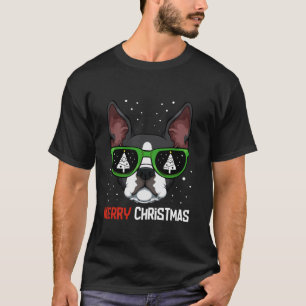 Boston Terrier Christmas Pajama Dog Sunglasses X M T-Shirt