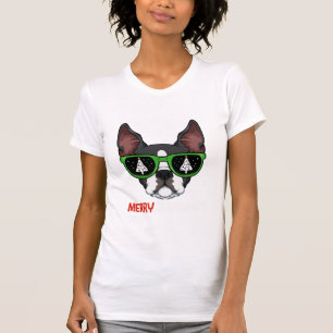 Boston Terrier Christmas Pajama Dog Sunglasses X-M T-Shirt