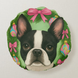 Boston Terrier Christmas Pillow