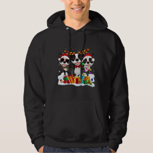 Boston Terrier Christmas Santa Hat Xmas Lights Dog Hoodie